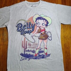 Betty Boop Western Cowboy Lasso Graphic T Shirt Size S